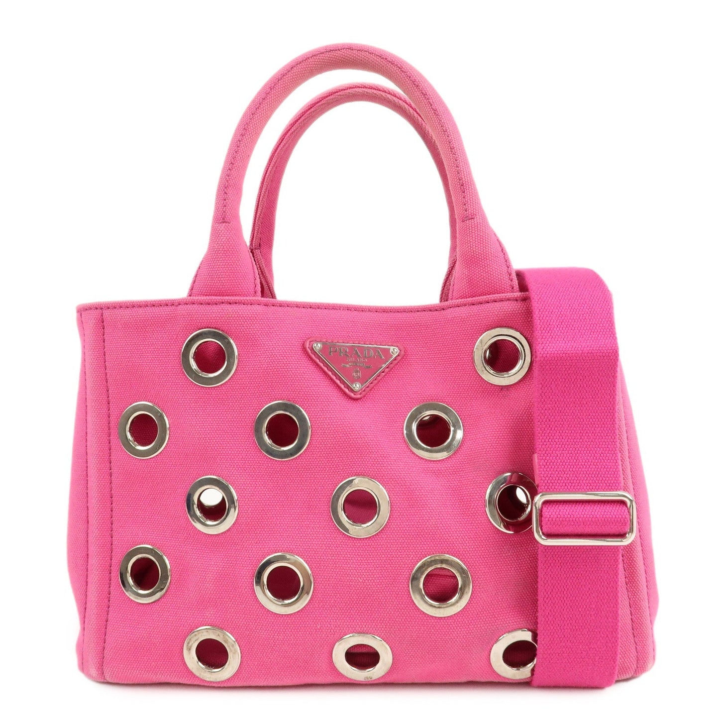 PRADA Canapa Mini Canvas 2Way Bag Hand Bag Pink 1BG439