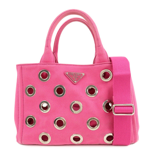 PRADA Canapa Mini Canvas 2Way Bag Hand Bag Pink 1BG439