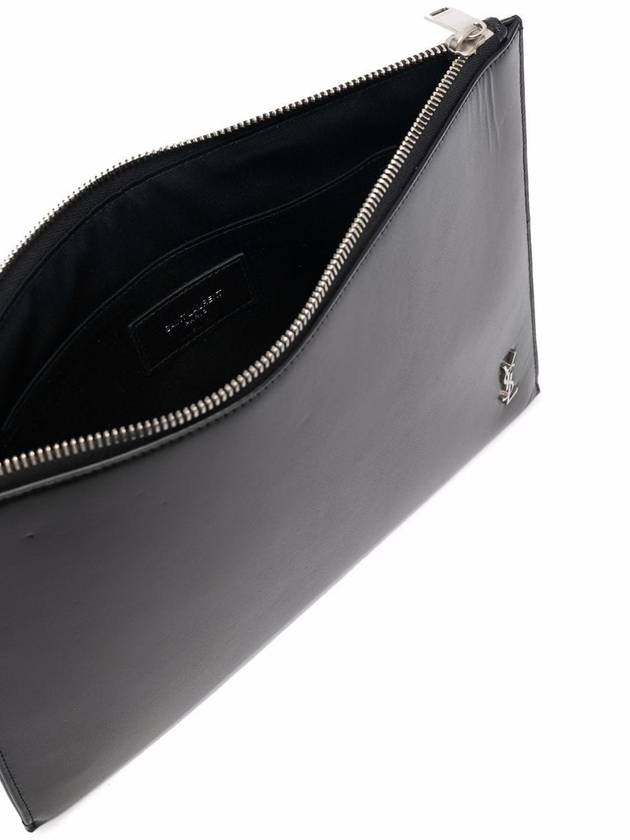 Luxury Saint Laurent Trending 2025 Tiny Monogram Silver Clutch Bag Black