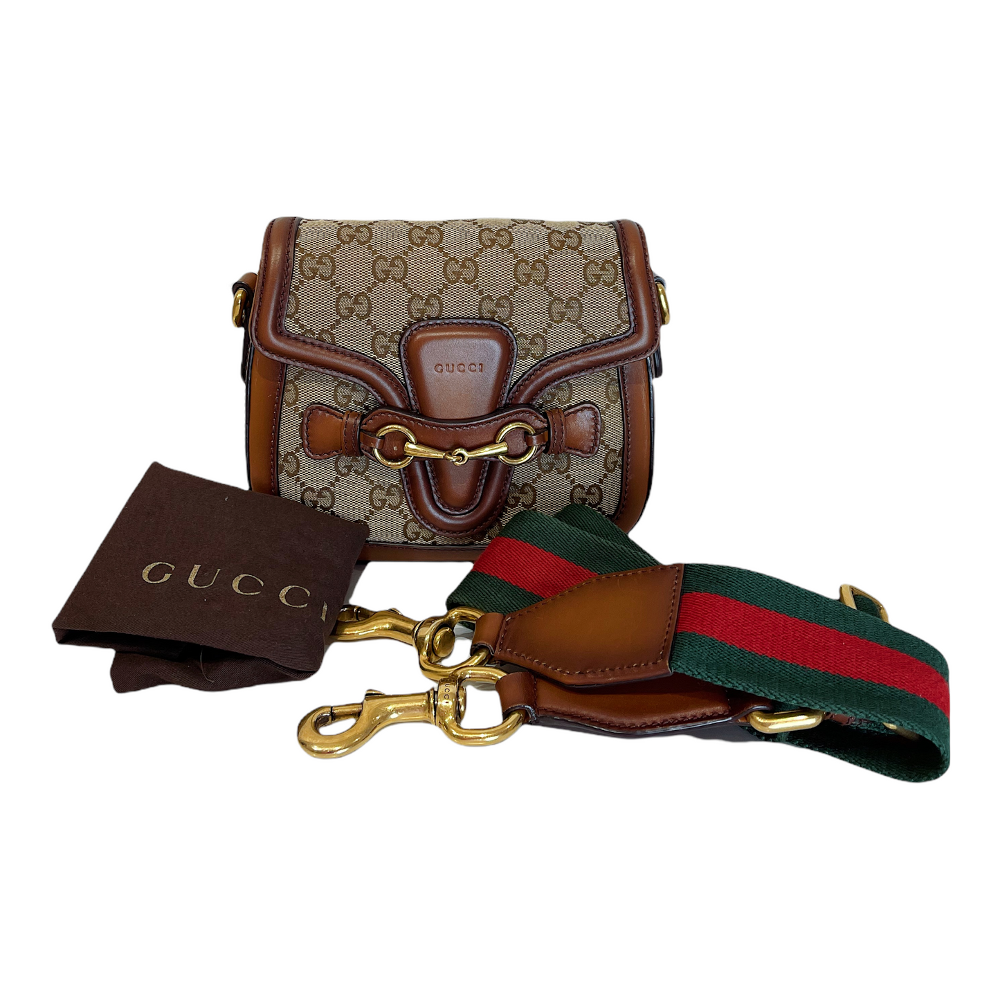 Gucci Lou Leather Canvas Shoulder Bag