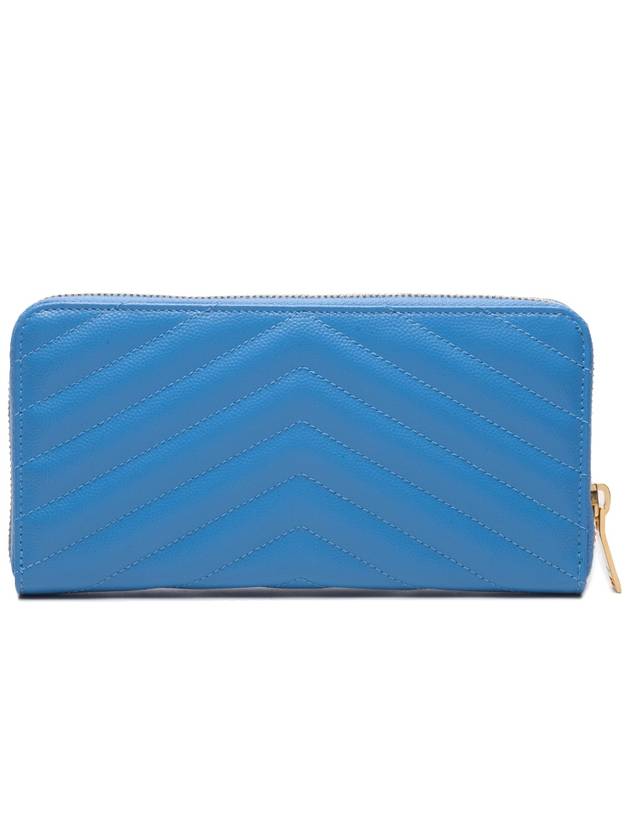 Luxury Saint Laurent Trending 2025 Matelasse Monogram Zipper Around Long Wallet Blue