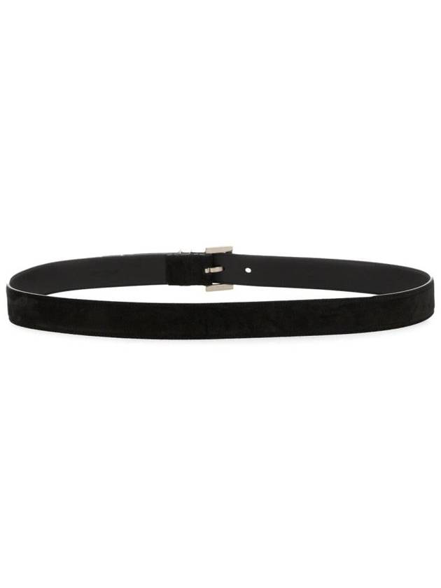 Luxury Saint Laurent Trending 2025 Logo Suede Leather Belt Black
