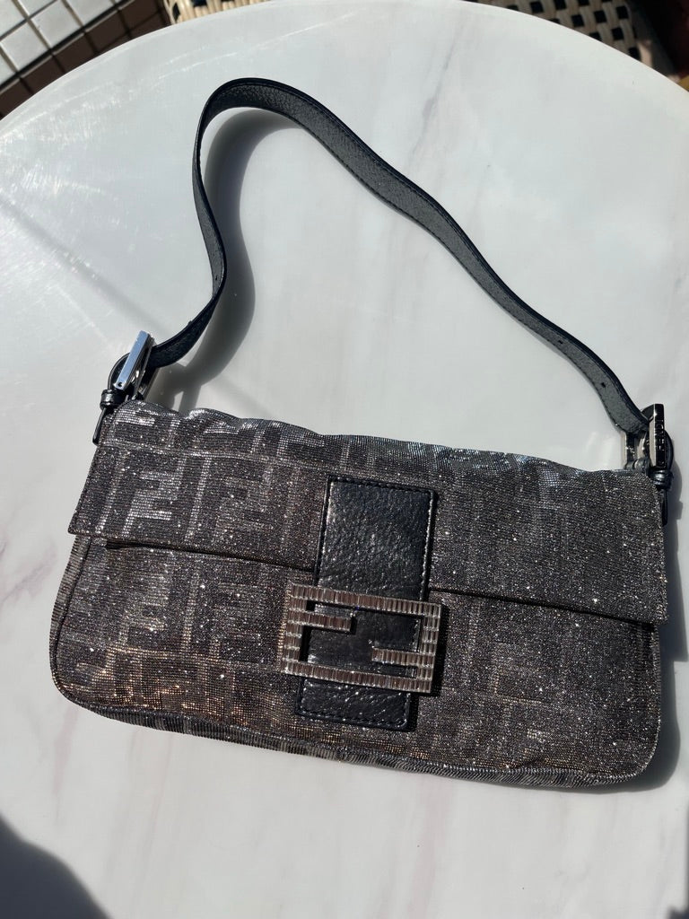 Fendi Baguette Glitter Zucca Print Shoulder bag