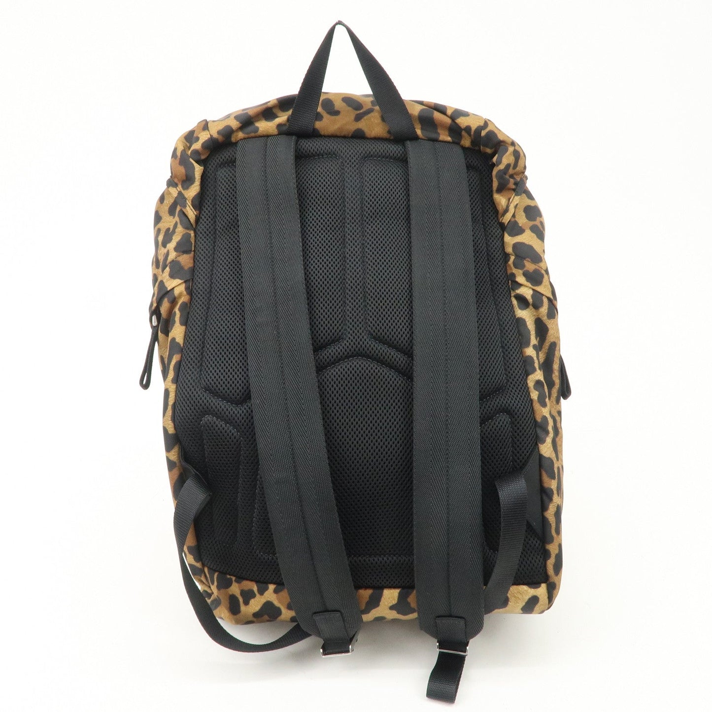 PRADA Nylon Leopard Print Back Pack Brown Black 2VZ062