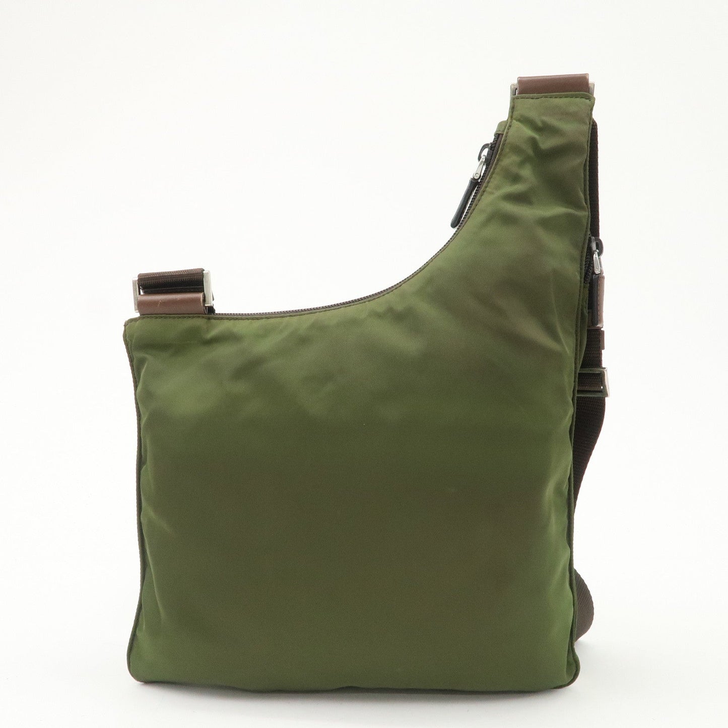 PRADA Triangle Logo Nylon Leather Shoulder Bag Crossbody Bag Khaki