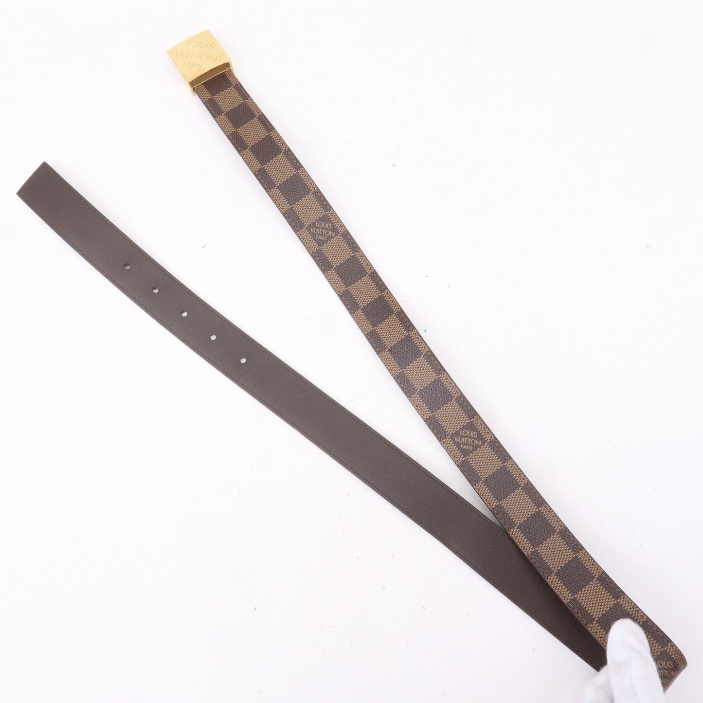 Louis Vuitton Damier Ebene Saint Tulle Carre Belt 90/36 M6944