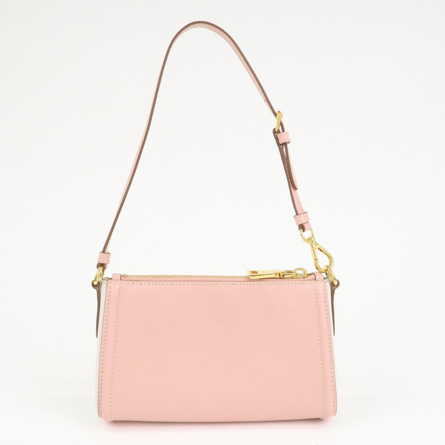 PRADA Logo Leather Shoulder Bag Pink Gold Hardware