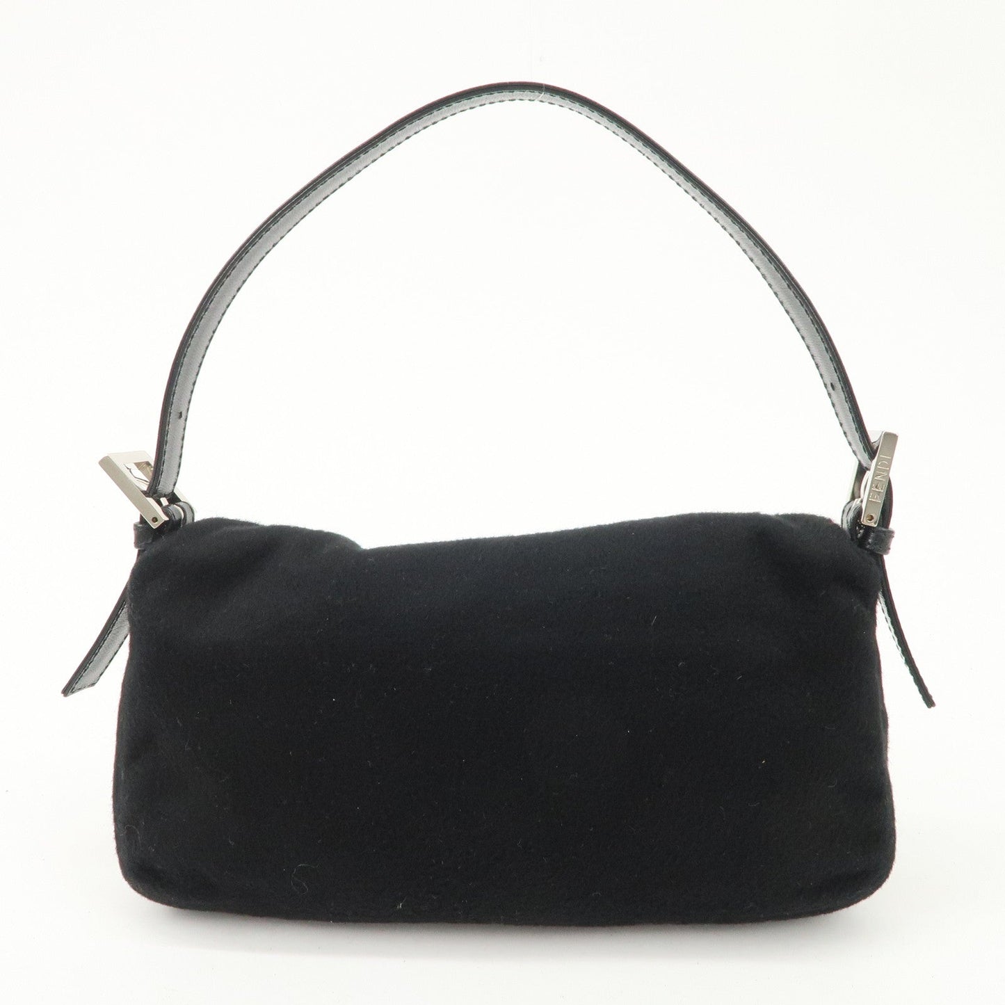 FENDI Mamma Baguette Cashmere Leather Shoulder Bag  Black 26424