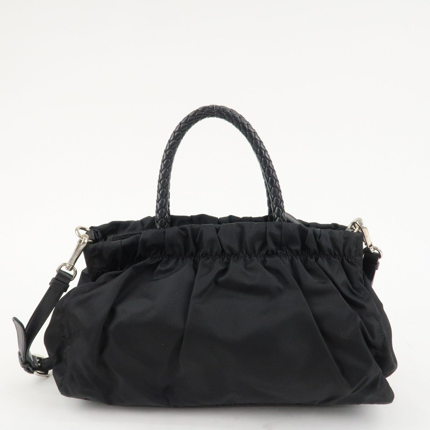 PRADA Nylon Leather Ribbon 2Way Shoulder Bag Black BN1631