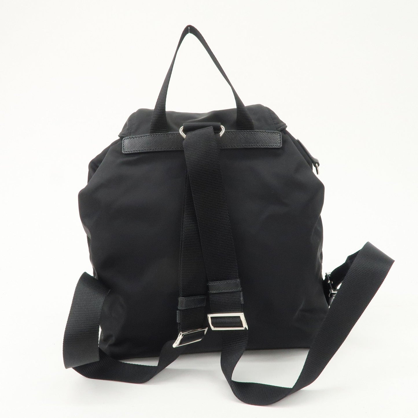 PRADA Re-Nylon Triangle Logo Nylon Leather Back Pack NERO 1BZ811