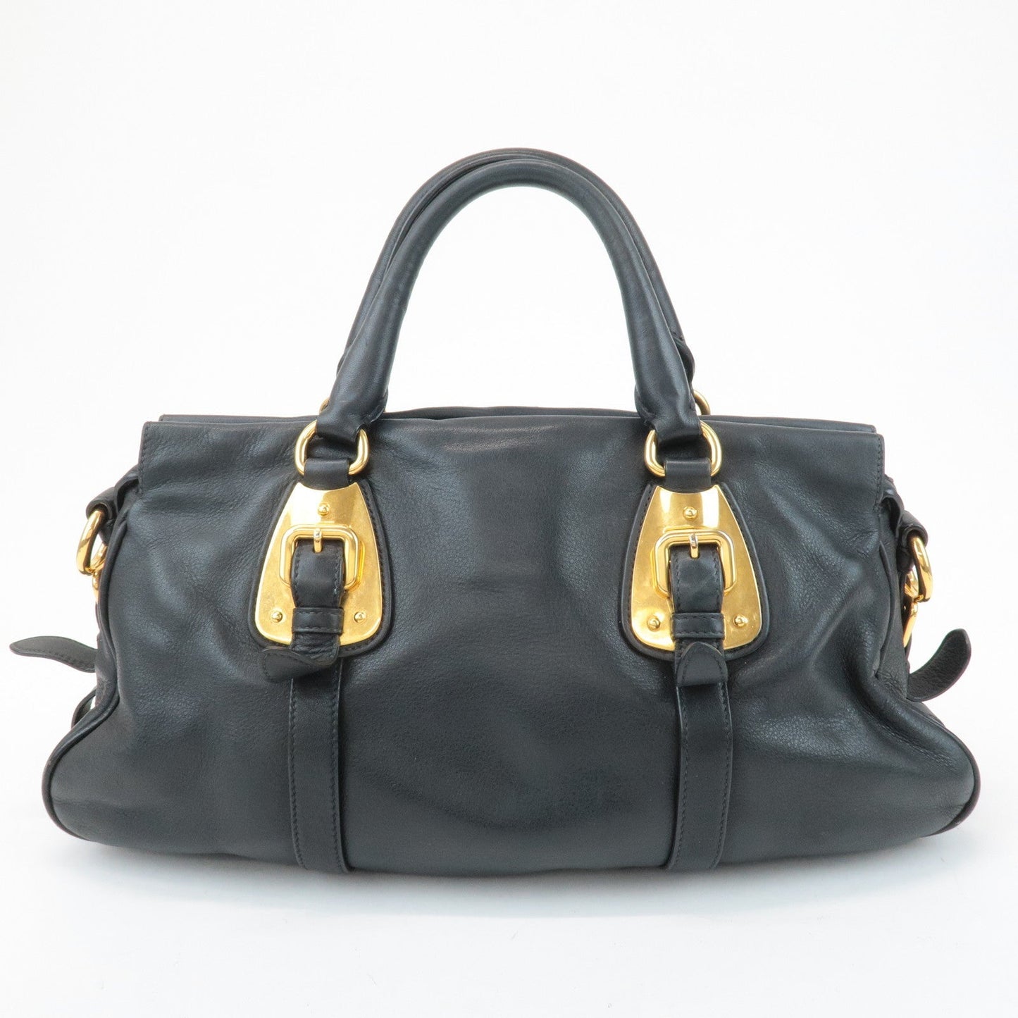 PRADA Logo Leather 2Way Tote Shoulder Bag Black BN1903