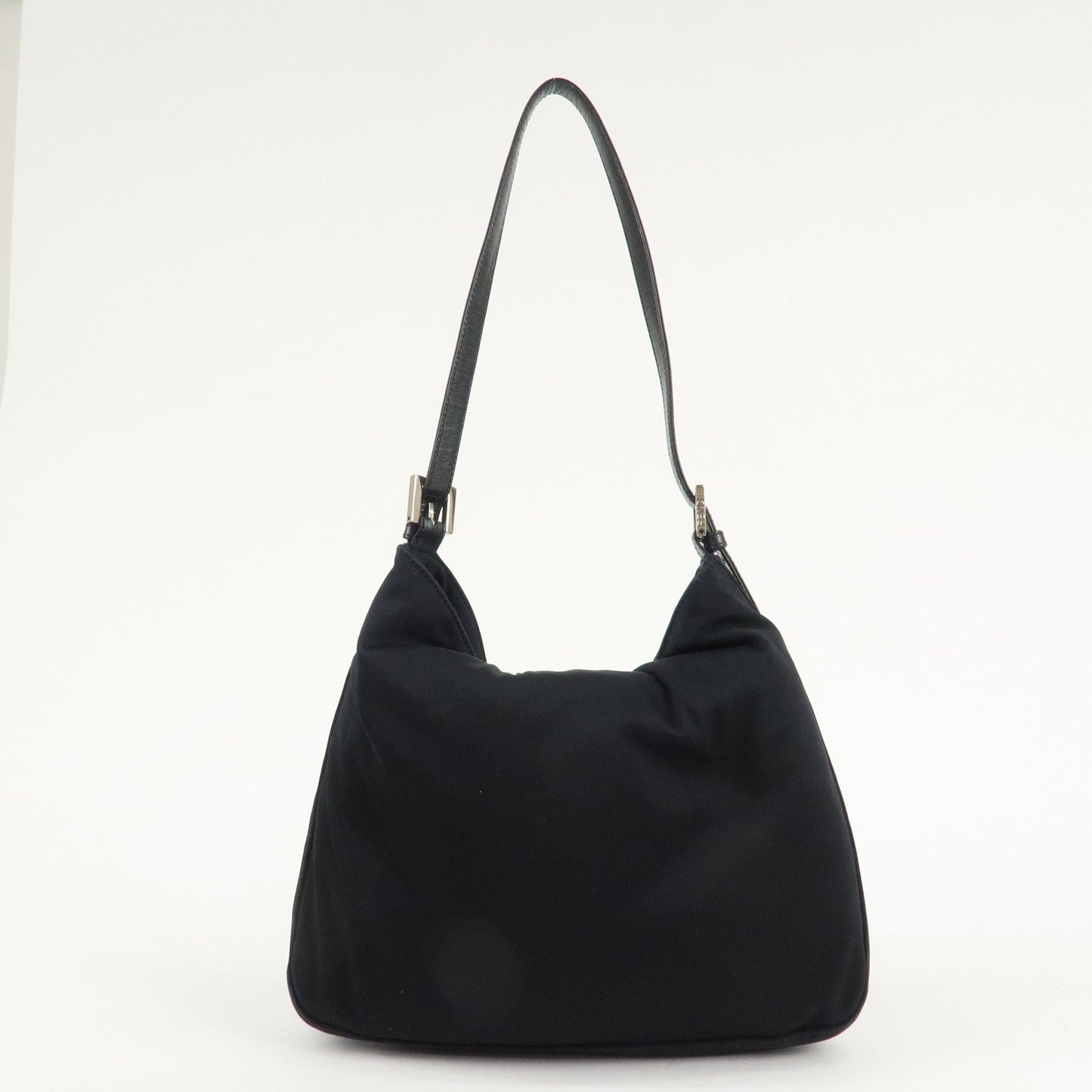 FENDI Polyester Leather Shoulder Bag Black 26727