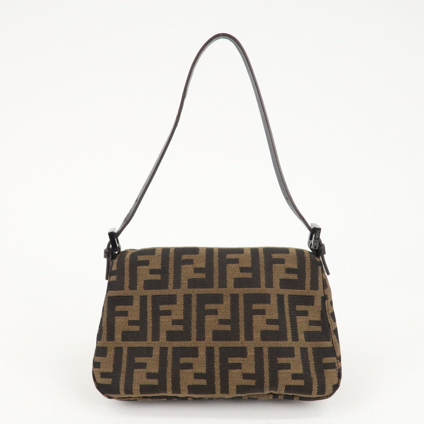 FENDI Mini Mamma Baguette Zucca Shoulder Bag Black Brown 8BR180