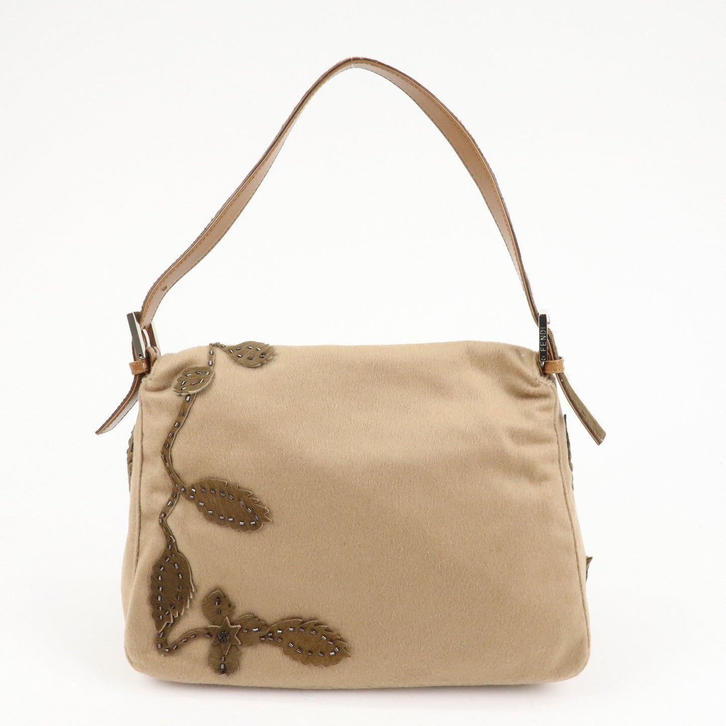FENDI Mamma Baguette Wool Unborn Calf Shoulder Bag 26325