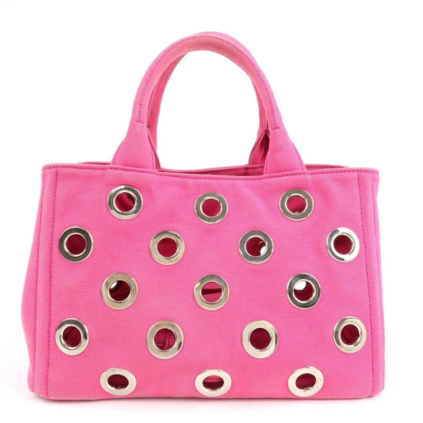 PRADA Canapa Mini Canvas 2Way Bag Hand Bag Pink 1BG439