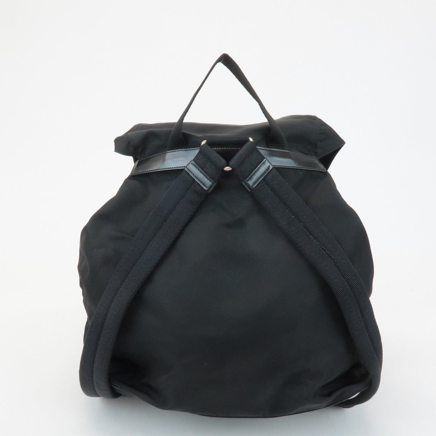 PRADA Triangle Logo Nylon Leather Back Pack Ruck Sack Black B2811