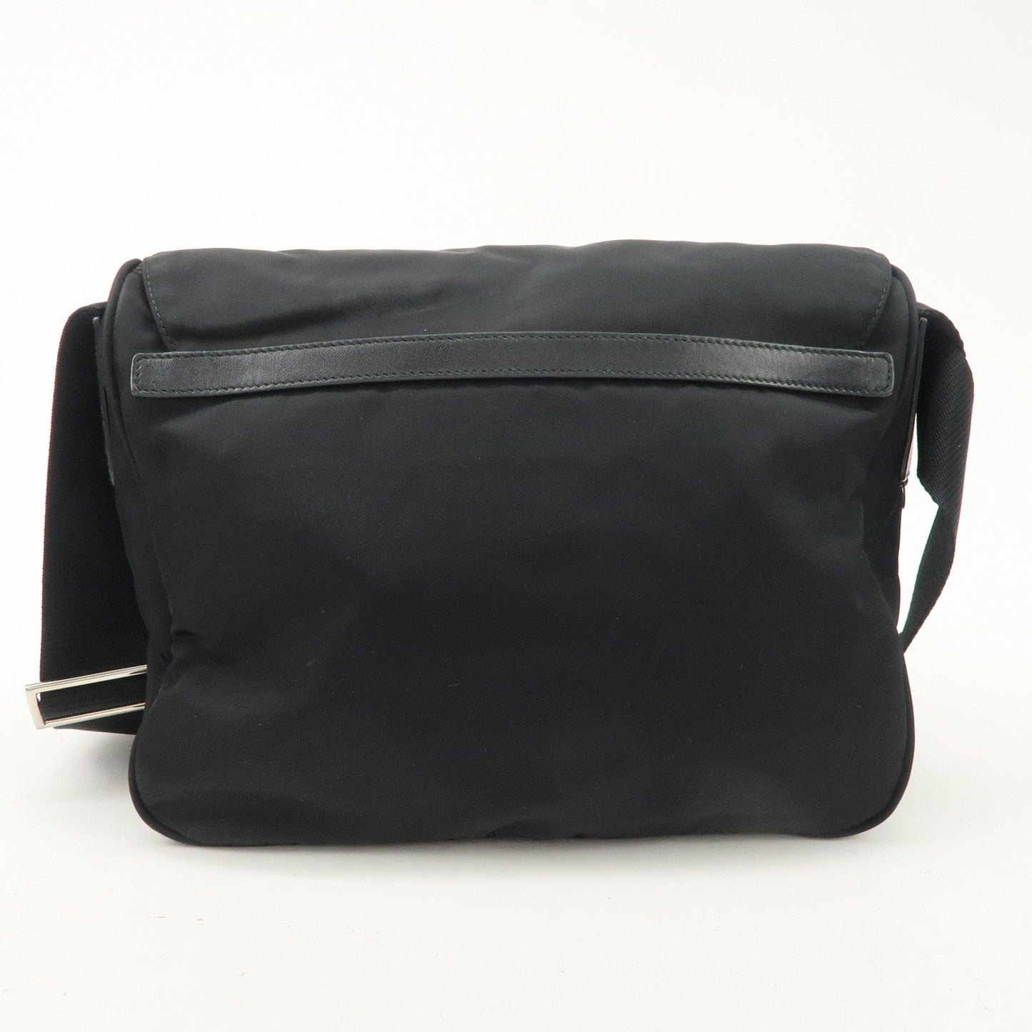 PRADA Nylon Leather Triangle Logo Shoulder Bag Black BT0713