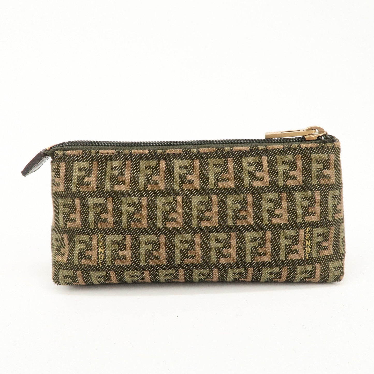 FENDI Zucca Canvas Leather Pouch Mini Bag Khaki Brown 7N0037