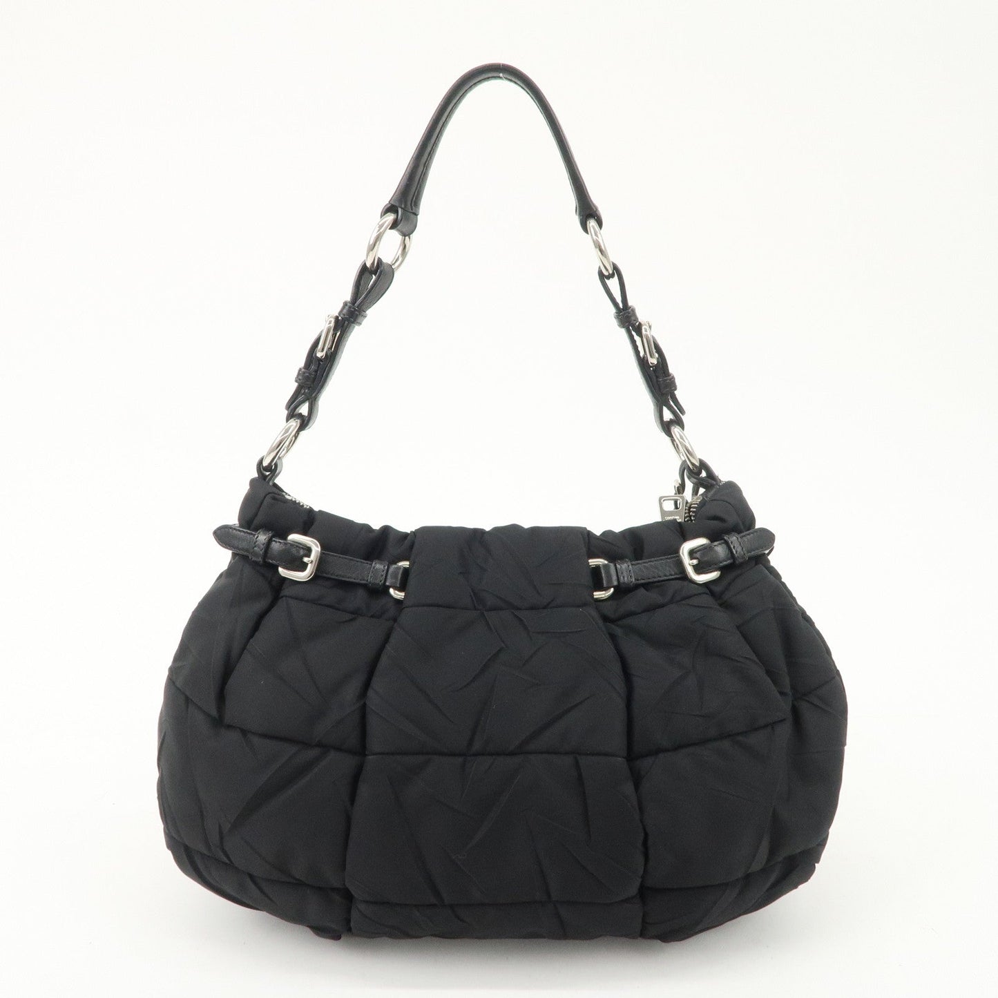 PRADA Crispy Nylon Leather Shoulder Bag Black BR3808