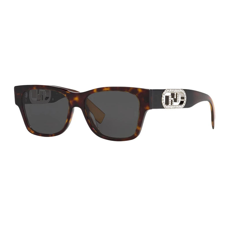 Fendi Sunglasses Square Full Rim, Dark Havana Frame and Smoke Lens FE40081I52A