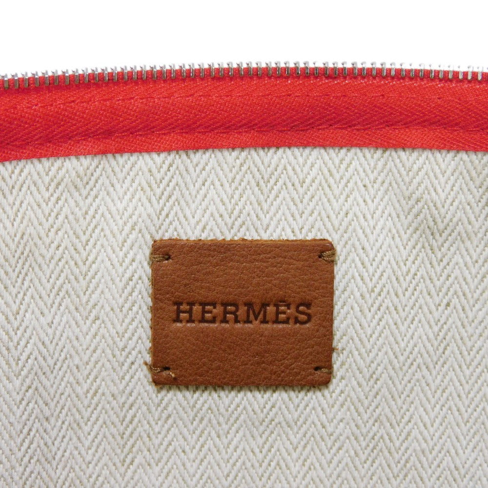 HERMES Clutch bag cotton Rouge viv Studs Velocipedist GM