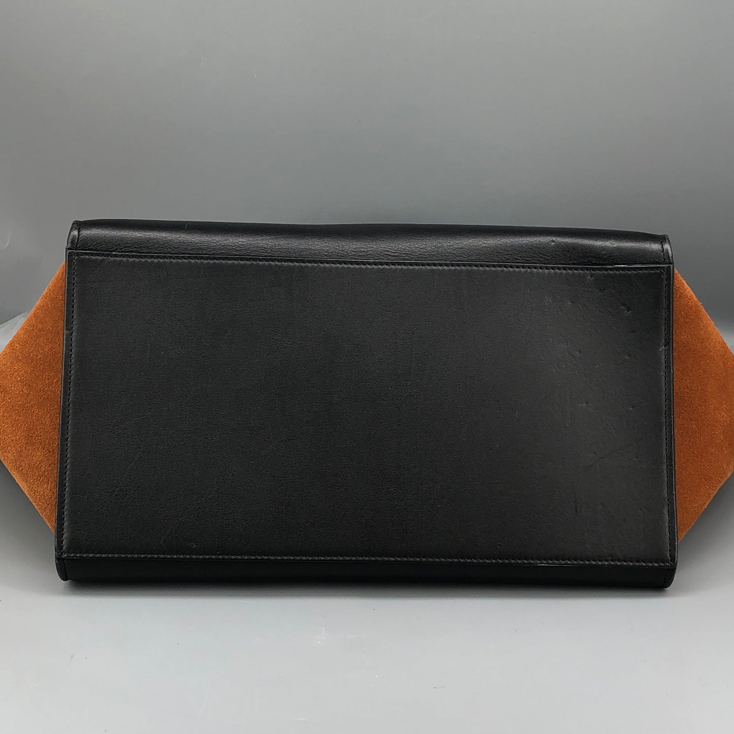 Celine Trapeze Leather & Suede Tote Bag Light Blue/Caramel/Black