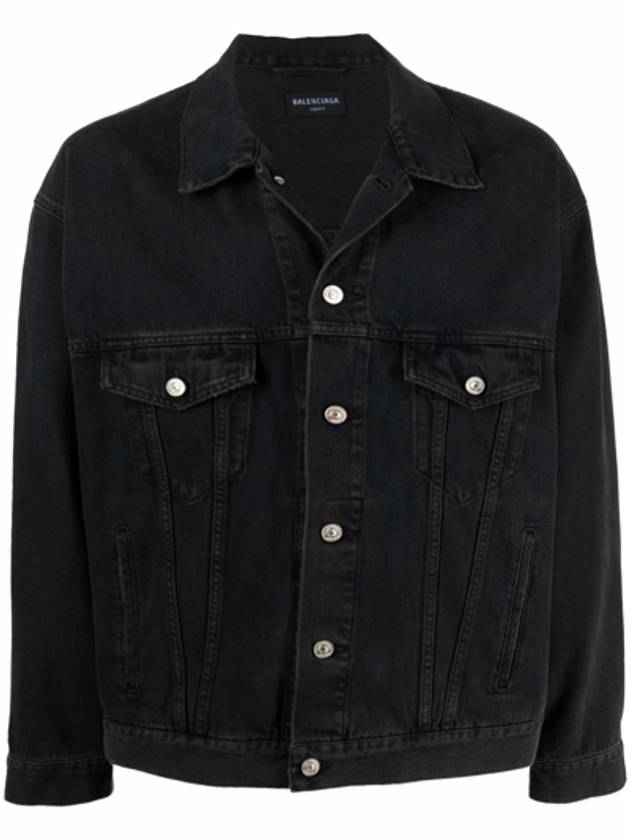 Luxury Balenciaga Trending 2026 Political Campaign Logo Oversized Denim Jacket Black