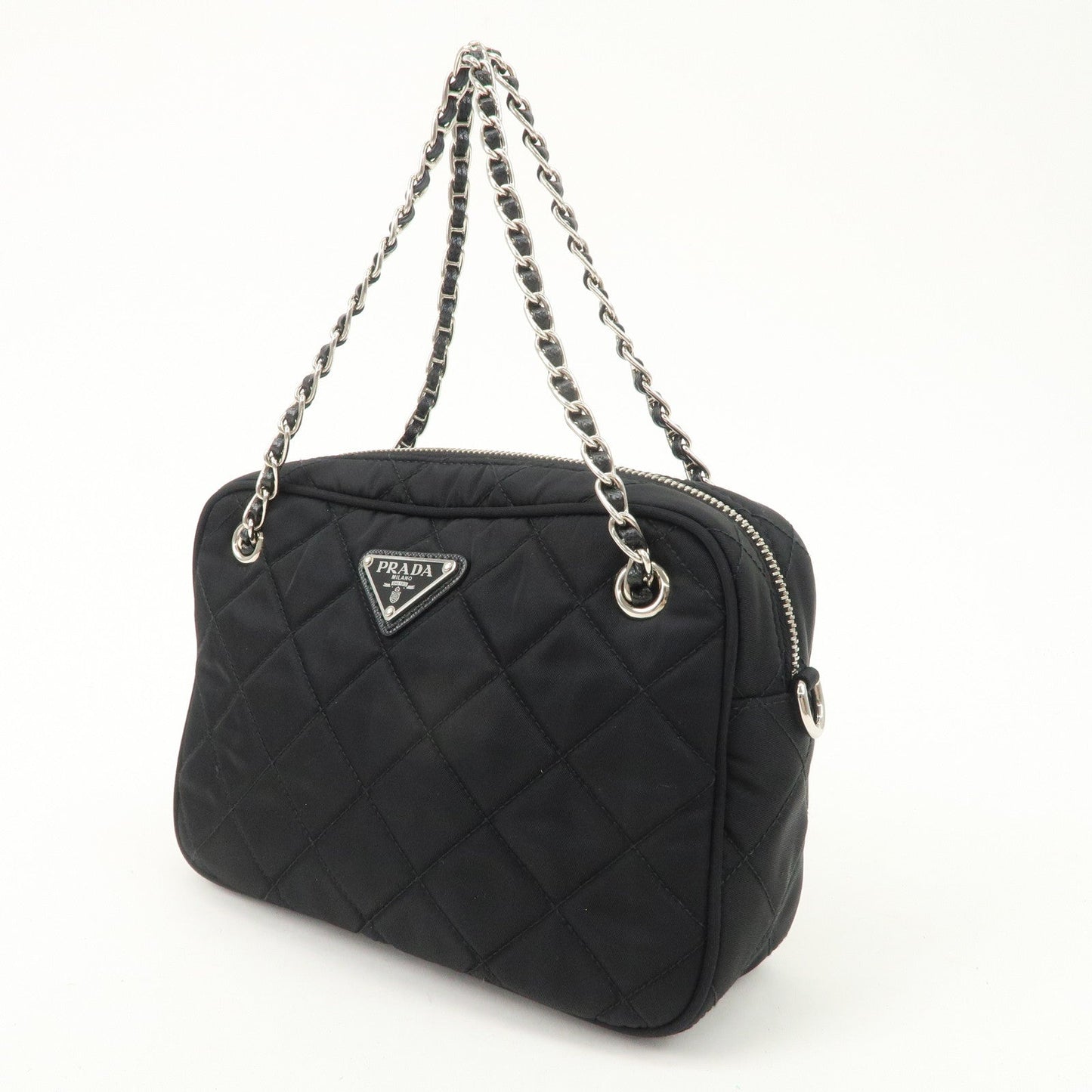 PRADA Tessuto Nylon Saffiano Quilting Chain Bag Hand Bag 1BH910
