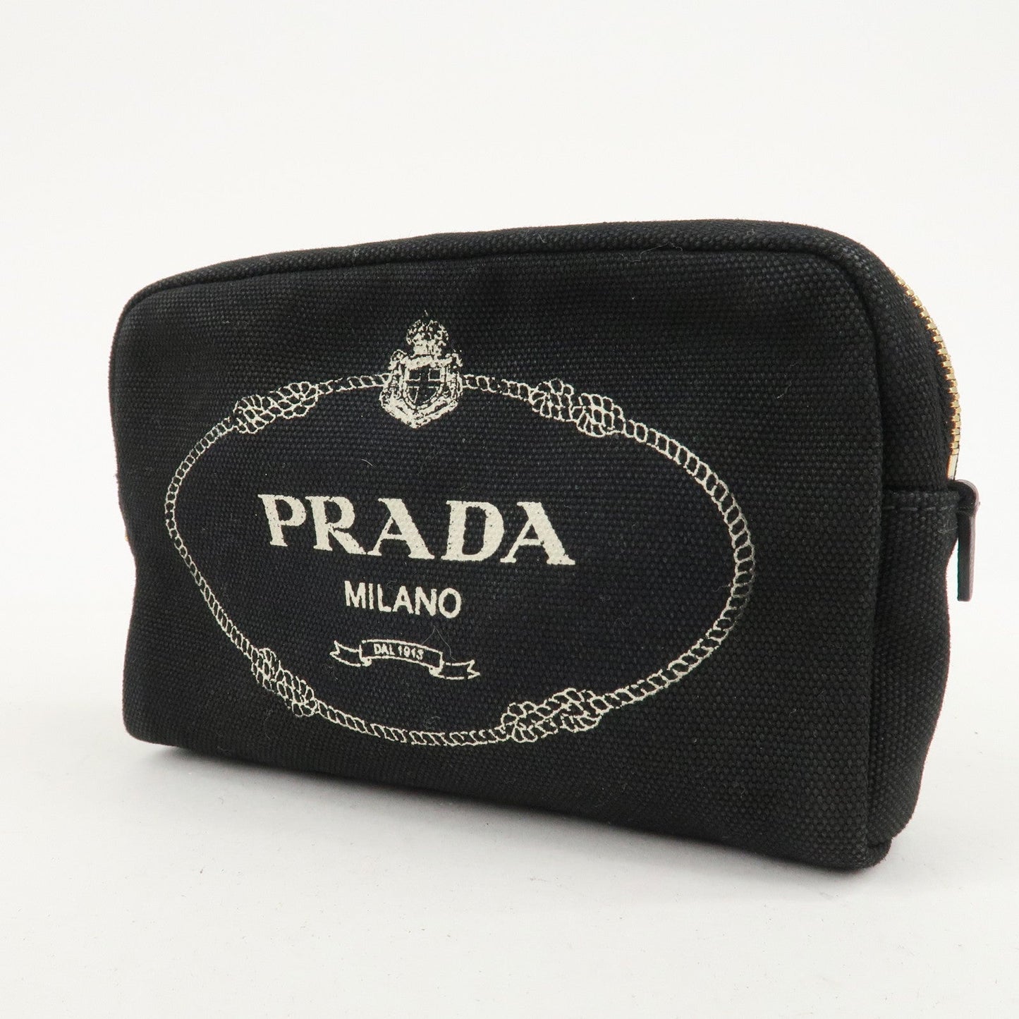 PRADA Canvas Pouch Cosmetic Pouch Black