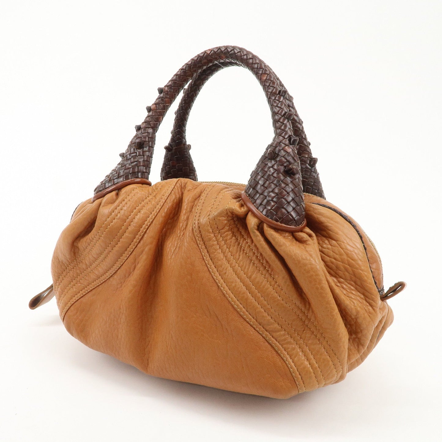 FENDI Leather Mini Spy Bag Hand Bag Brown Dark Brown 8BL078