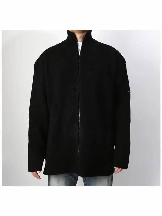 Luxury Balenciaga Trending 2026 Oversized Zip-Up Knit Top Black