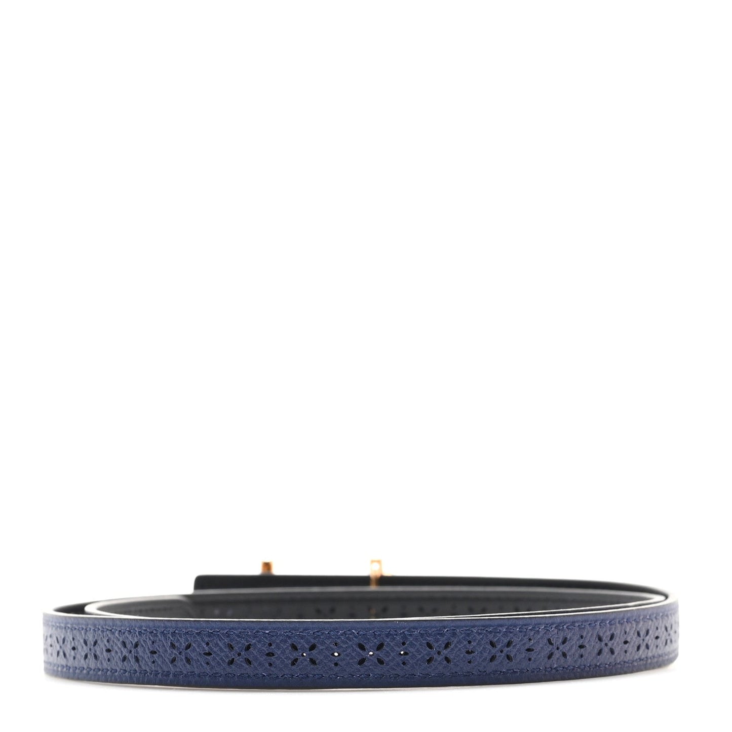 Hermes Epsom Swift Perforated 24mm Mors H Belt 70 28 Black Bleu Saphir