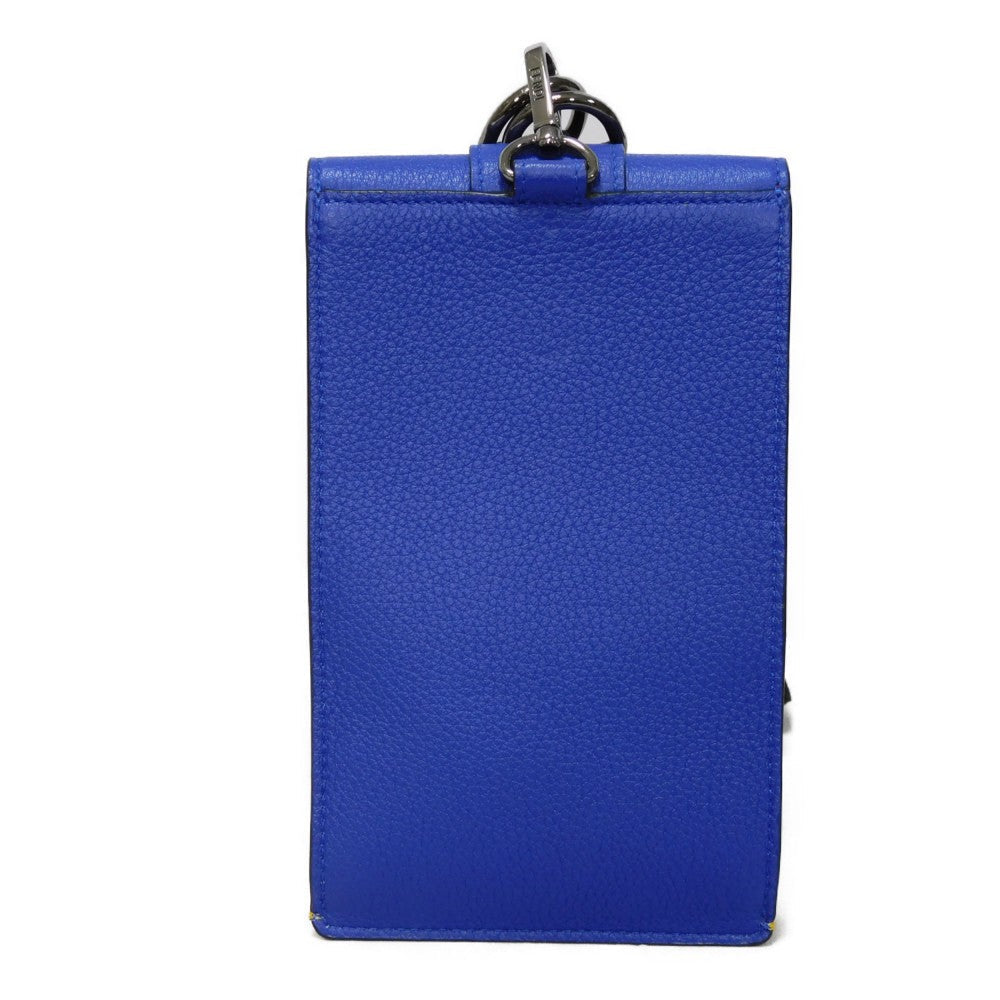 FENDI Shoulder Bag 7AS120 E1C  F1H8N Calf leather (embossed) Blue x Yellow x Red Tricolor Pochette Un FF logo F is forever phone holder unisex(Unisex)