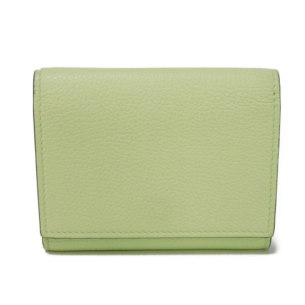 GUCCI Tri-fold wallet 731694 0E8IG 3801 Calf leather (embossed) Light green Pastel Trifold Compact Japan Exclusive embossed logo mini wallet unisex(Unisex)