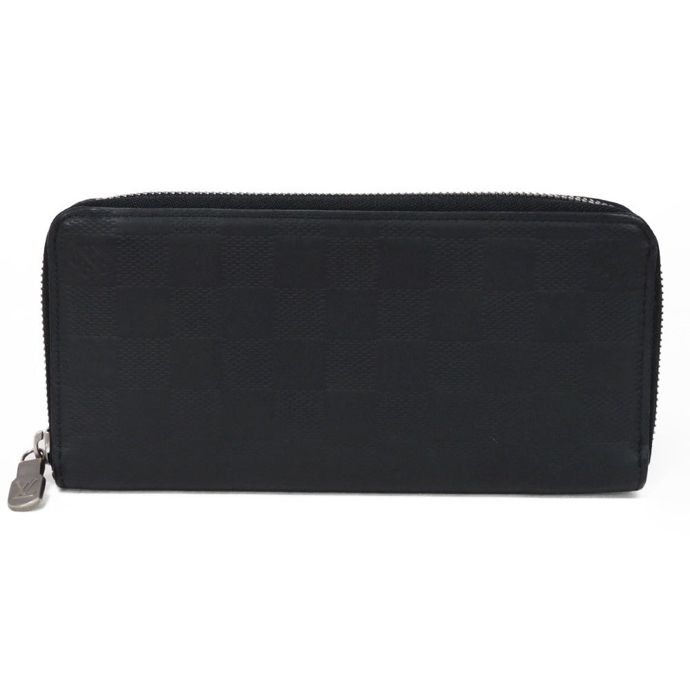 LOUIS VUITTON Long Wallet Purse N63548 Anfini Leather (Damie embossed) onyx Black New Zip Around RFID Damier Anfini Zippy Wallet Vertical mens