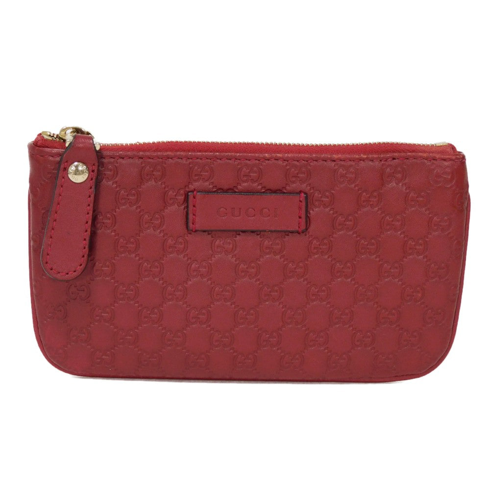 GUCCI Coin case 544248 BMJ1G 6420 GG striped leather Red logo embossed key ring gold Micro GG Shima Guccissima coin purse unisex(Unisex)