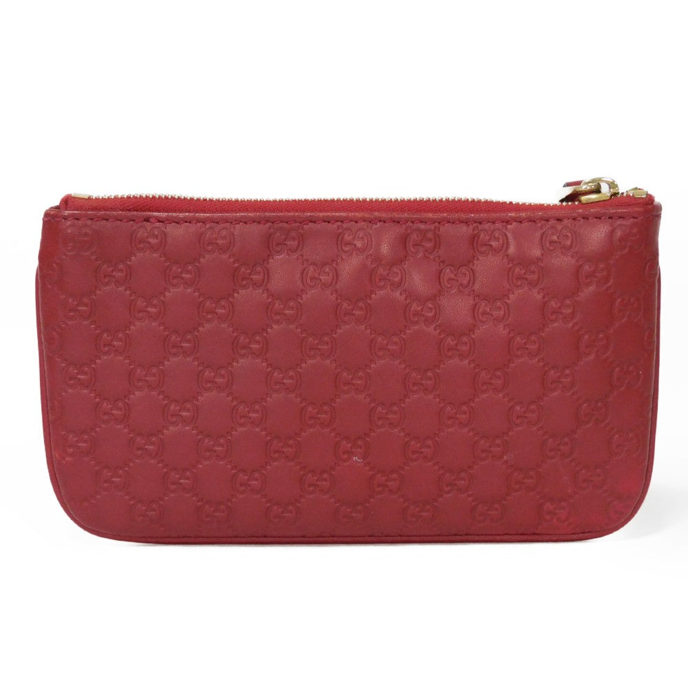GUCCI Coin case 544248 BMJ1G 6420 GG striped leather Red logo embossed key ring gold Micro GG Shima Guccissima coin purse unisex(Unisex)