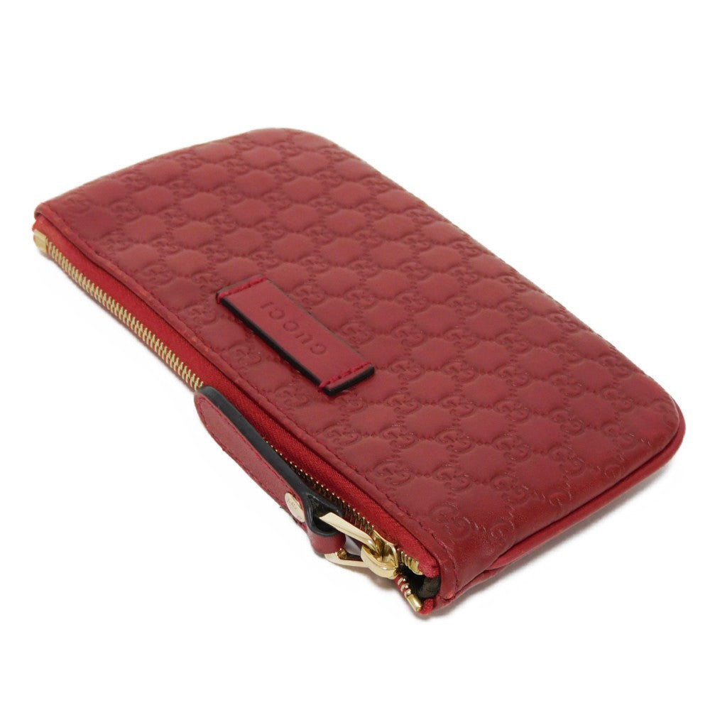 GUCCI Coin case 544248 BMJ1G 6420 GG striped leather Red logo embossed key ring gold Micro GG Shima Guccissima coin purse unisex(Unisex)