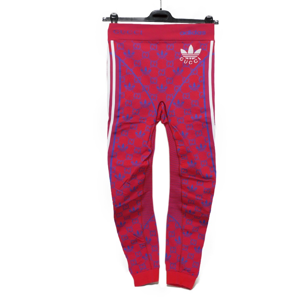 GUCCI Pants 713036 XJES1 6263 Nylon Red Trefoil logo blue M 170/70Y Adidas GG jersey sideline straight pants Women M