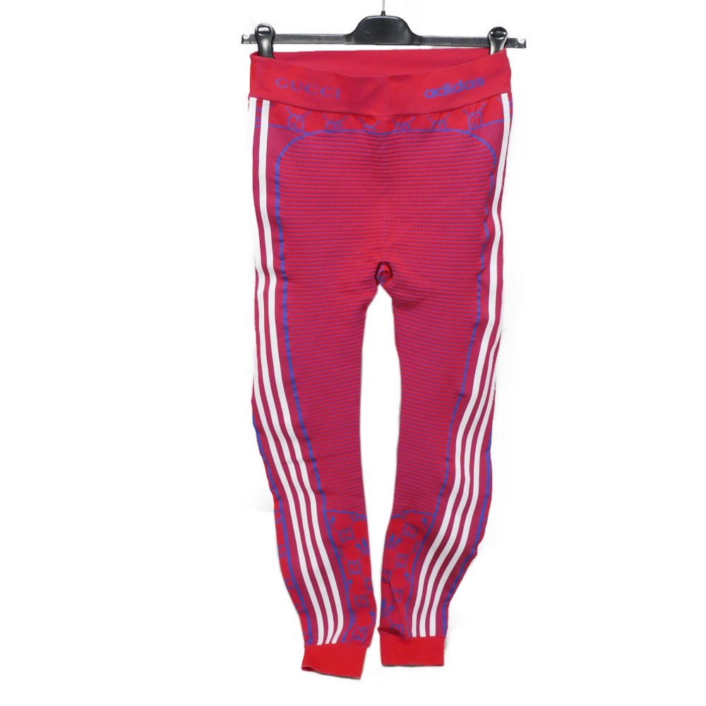 GUCCI Pants 713036 XJES1 6263 Nylon Red Trefoil logo blue M 170/70Y Adidas GG jersey sideline straight pants Women M