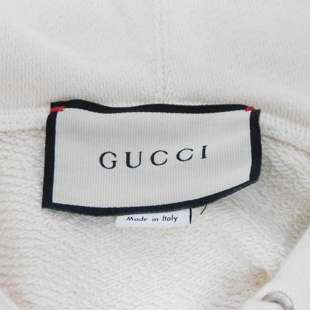 GUCCI Hoodie 469251 XJA0E 9230 cotton Ivory M Bijou Beads Multicolor logo Braided sequin hoodie unisex(Unisex) M