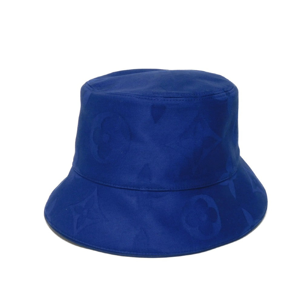 LOUIS VUITTON hat M7169M cotton blue Jacquard White M Unused Monogram Flower Tile Reversible Bucket Hat Women