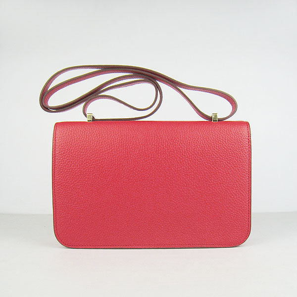Luxury Hermes Calf Leather Message Bag H020 Red Golden