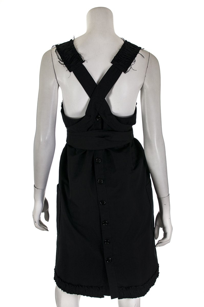 Luxury Saint Laurent Trending 2025 Black Cotton & Silk Blend Belted Dress Size S | FR 38