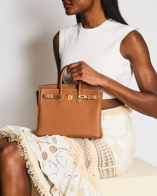 *HOLY GRAIL* Hermès Birkin 25 Retourne Bag in Gold Togo Leather with Gold Hardware