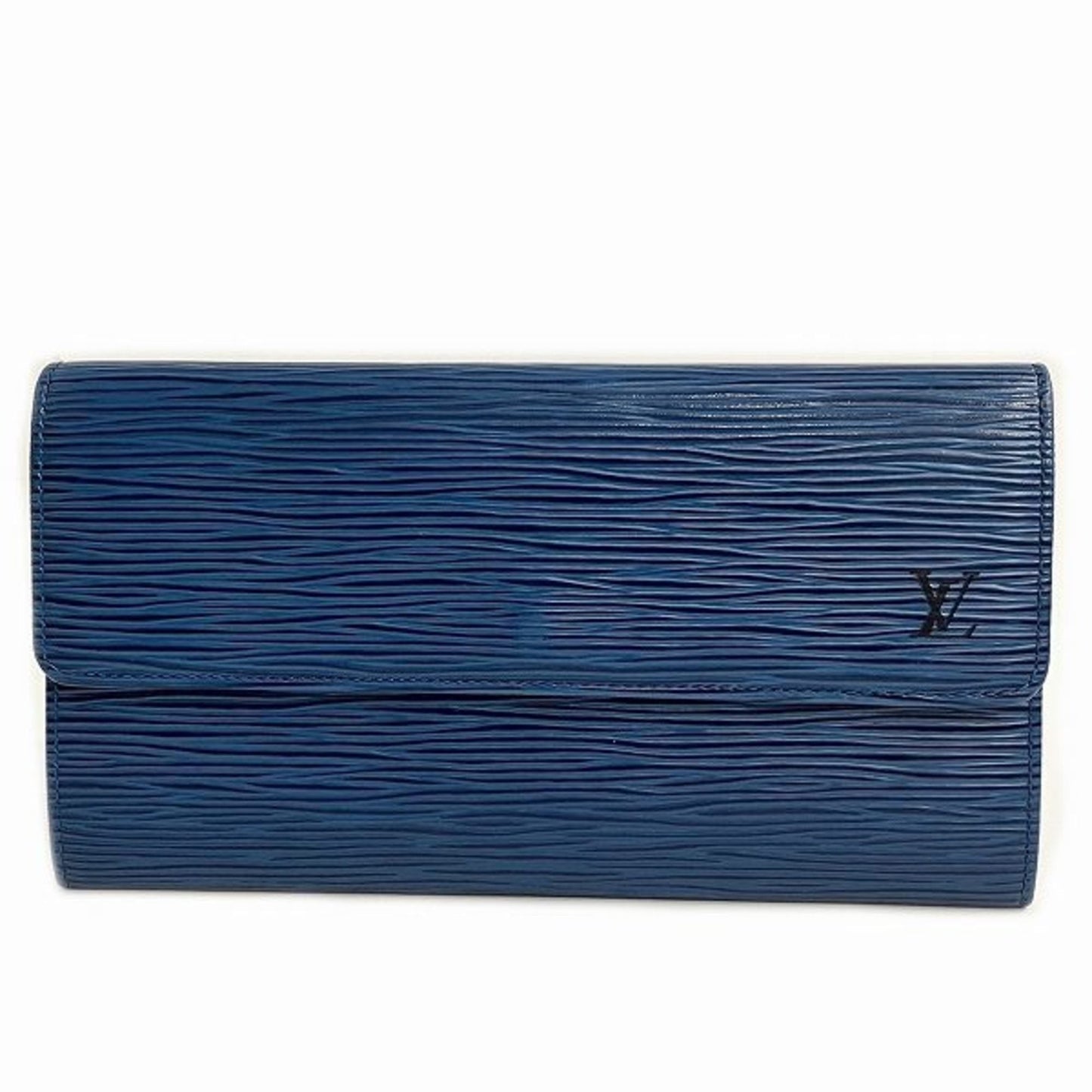 Louis Vuitton blue Toledo blue Leather Long Wallet (Bi-Fold)