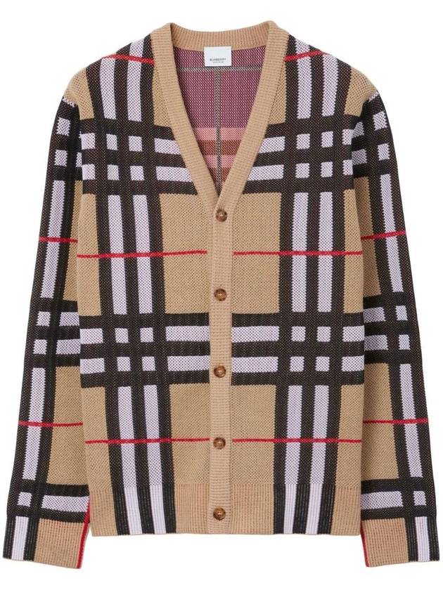 Luxury Burberry Check Technical Cotton Blend Cardigan Archive Beige