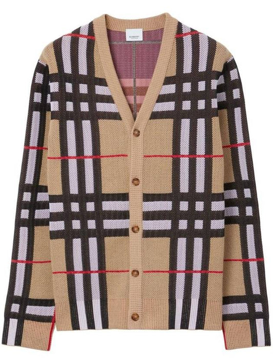 Luxury Burberry Check Technical Cotton Blend Cardigan Archive Beige