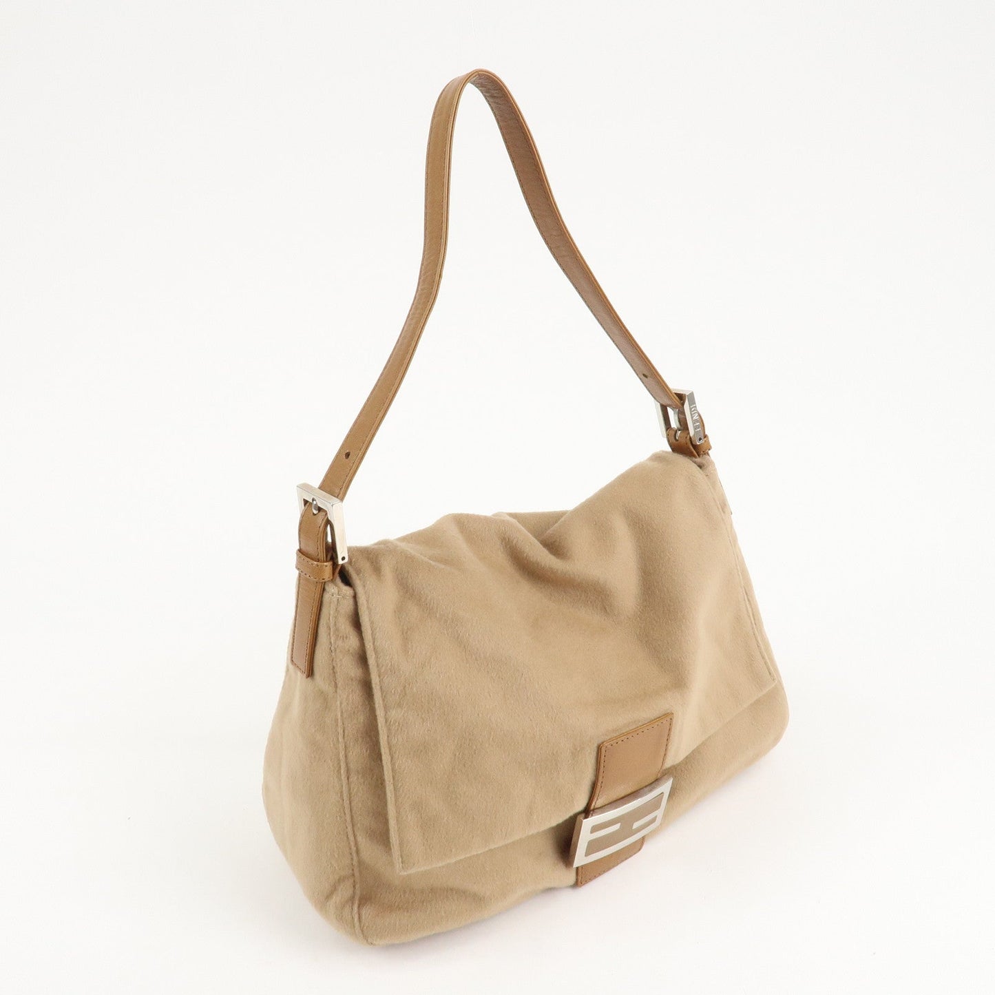 FENDI Mamma Baguette Cashmere Leather Shoulder Bag 26325