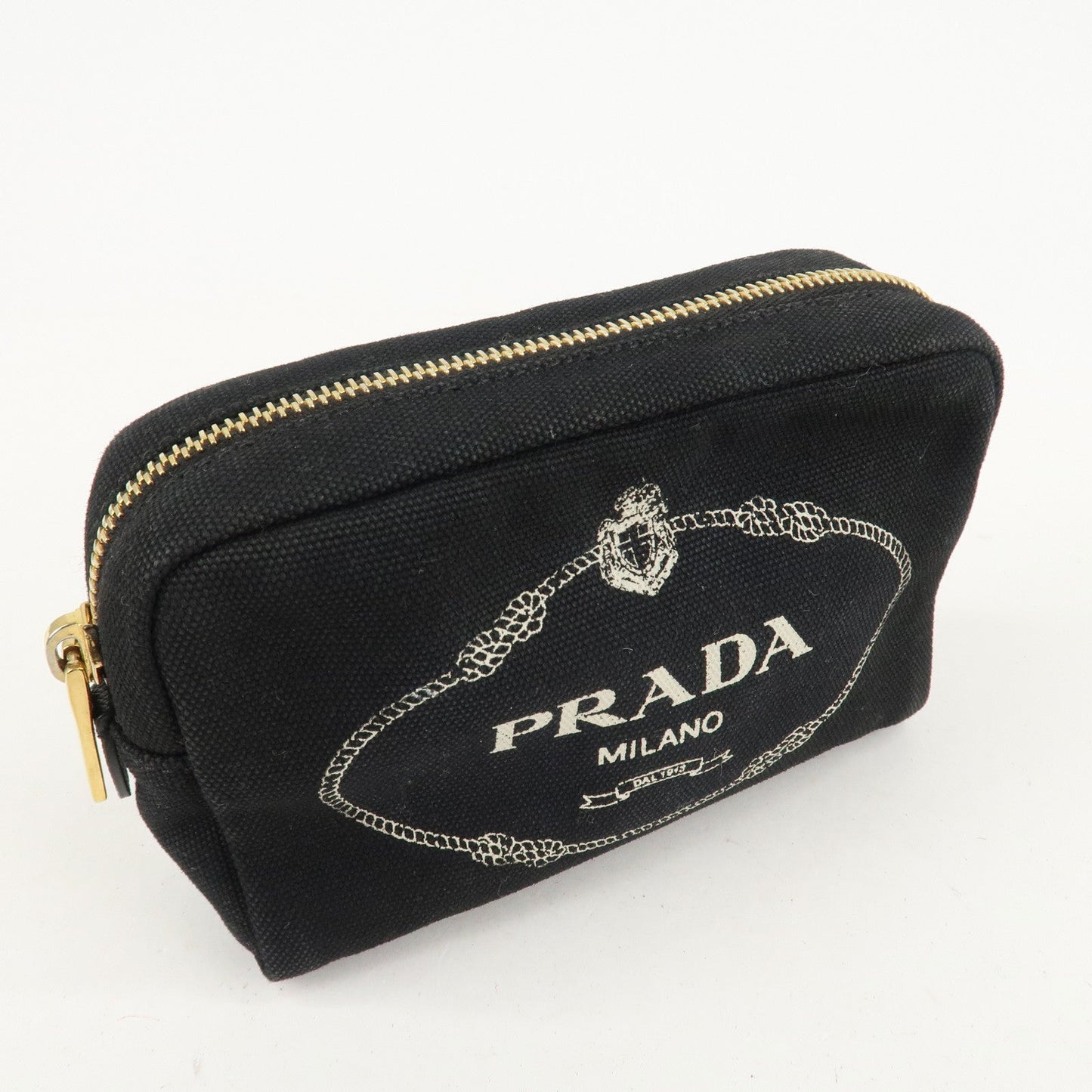 PRADA Canvas Pouch Cosmetic Pouch Black